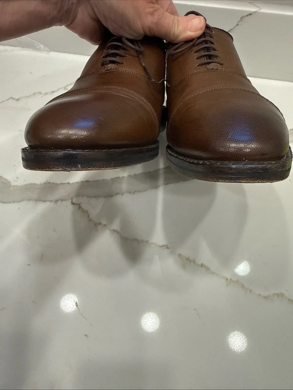 Allen Edmonds Park Avenue Brown Soffiano Cap-Toe Oxford Dress Shoes Sz 9 D